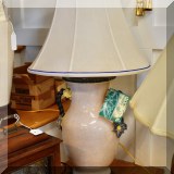 L30. Wildwood ceramic lamp with floral handles.